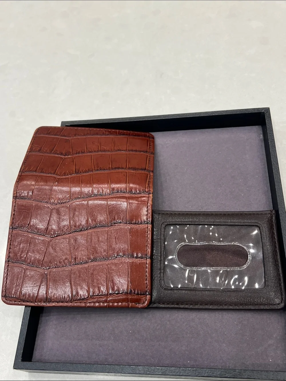 Brighton Men's Croc-Embossed Leather Card Holder